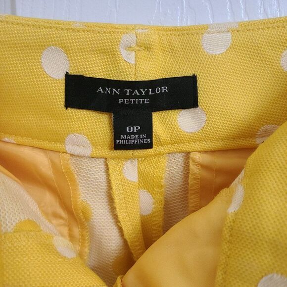 Ann Taylor Yellow White Poka Dots Shorts - Picture 9 of 9